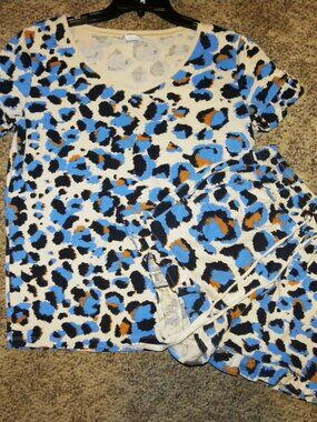 Women Size Small - Blue Print Top-Shirt & Short Set by H&M